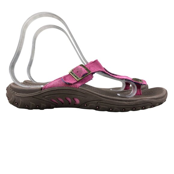 Skechers Women's Size 8 Outdoor Lifestyle Pink Purple Suede Slip On Sandals - Picture 1 of 14